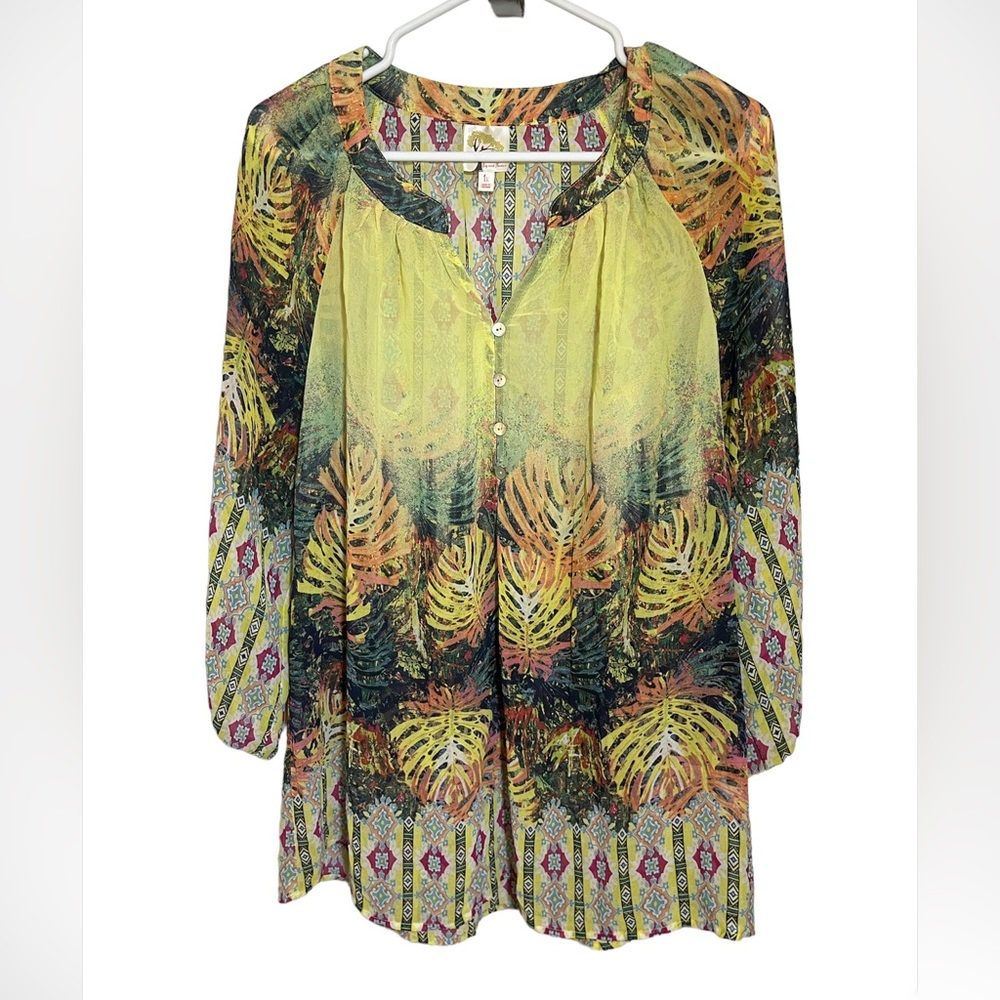 Anthropology Fig and Flowers Semi-Sheer Women’s Tunic Sz‎ 1X